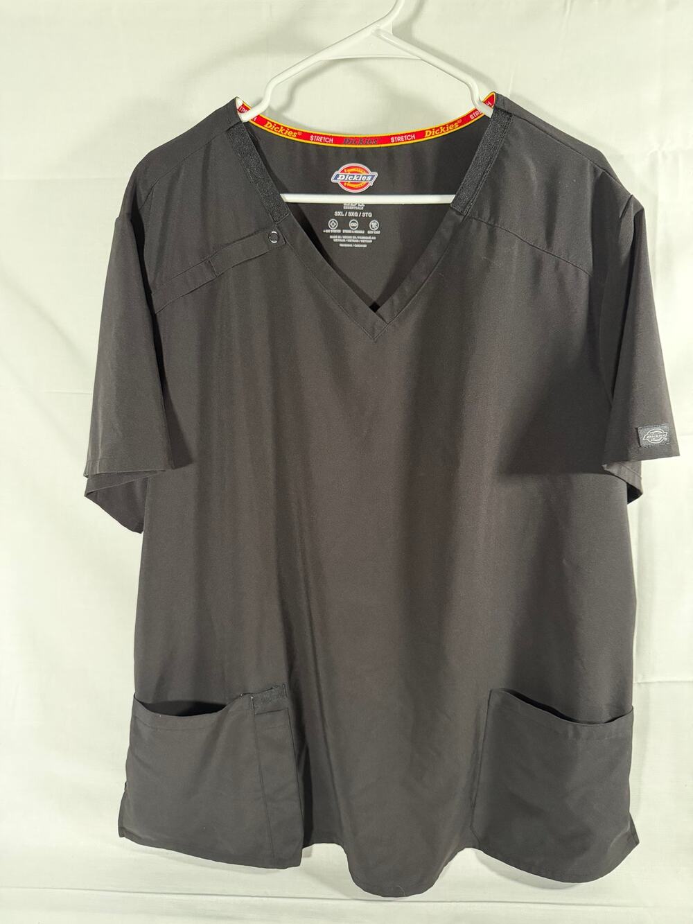 Title: Dickies EDS Essentials Scrub Top 3XL Black V-Neck Stretch Workwear 26x31